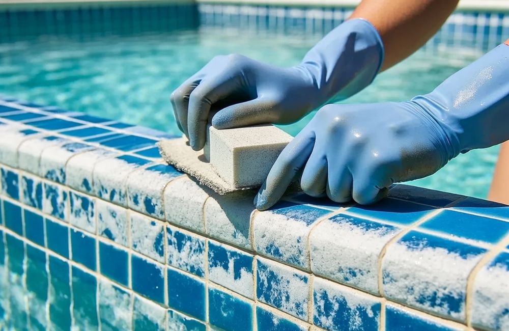 Pool Tile Calcium Removal & Tile Cleaning